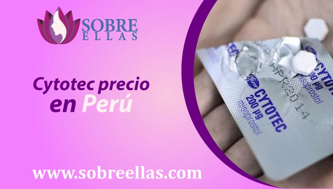 Se mira un blister de cytotec 200mg y al lado izquierdo un titulo que dice: Cytotec precio en peru