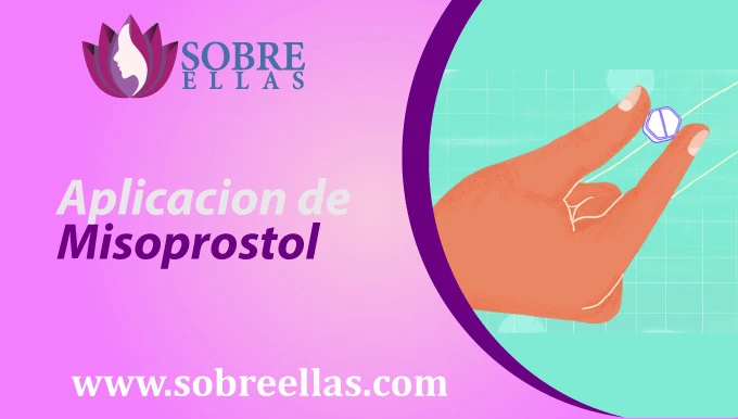 Se observa una mano sosteniendo una pildora de Misoprostol y un texto al lado izquierdo que dice Aplicaciones del Misoprostol