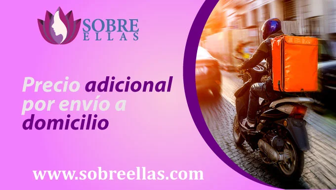 Se observa un motorizado con un texto que dice Precio adicional por envío a domicilio